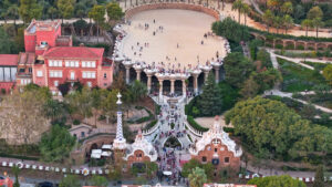 Timelapse of walking tourist people at Park Guell in Barcelona, Spain cinematic - Starpik Stock