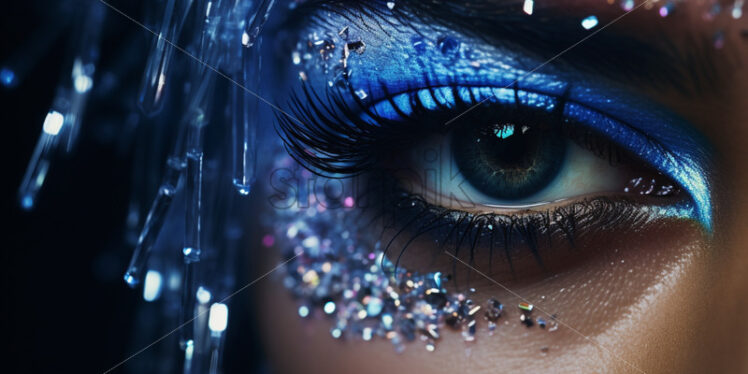 A beautiful eye covered in glitter fashion make ups - Starpik