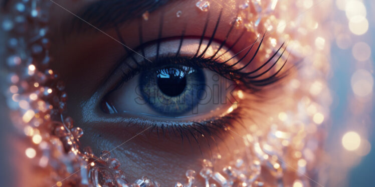 A beautiful eye covered in glitter fashion make ups - Starpik