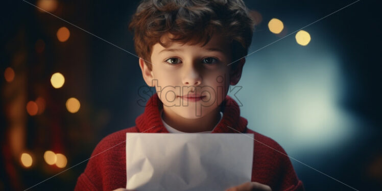 A boy holding a letter for Santa Claus - Starpik