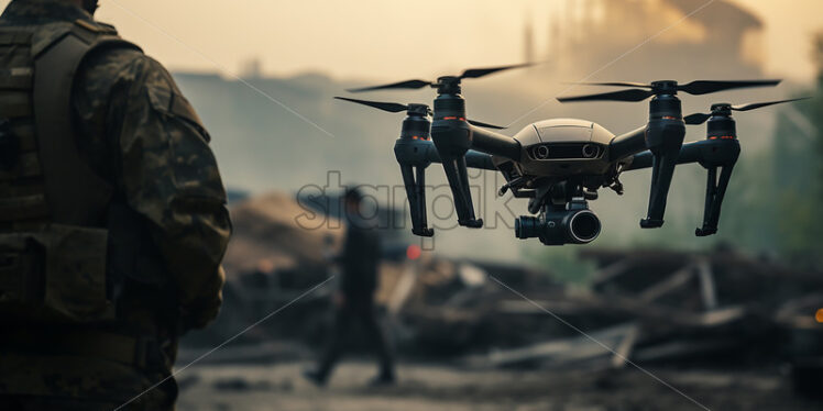 A soldier pilots a drone - Starpik