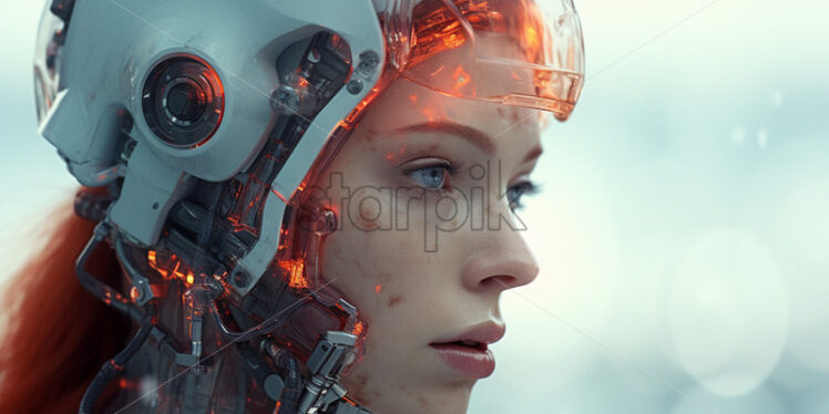 A woman cyber robot costume futuristic looks - Starpik