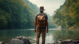 A young tourist on the bank of a river - Starpik