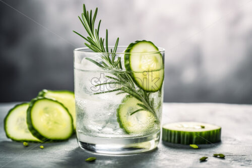 Cucumber and rosemary gin tonic cocktail drinks - Starpik