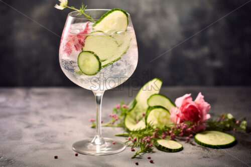 Cucumber and rosemary gin tonic cocktail drinks - Starpik