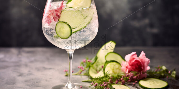 Cucumber and rosemary gin tonic cocktail drinks - Starpik