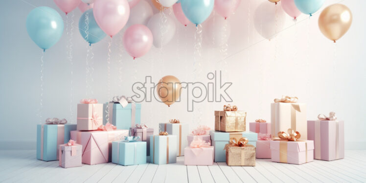 Giftboxes and balloons party celebration banners - Starpik