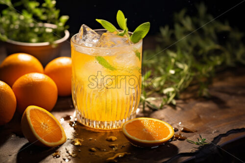 Orange gin tonic Cocktail with spices cocktail drinks close up - Starpik