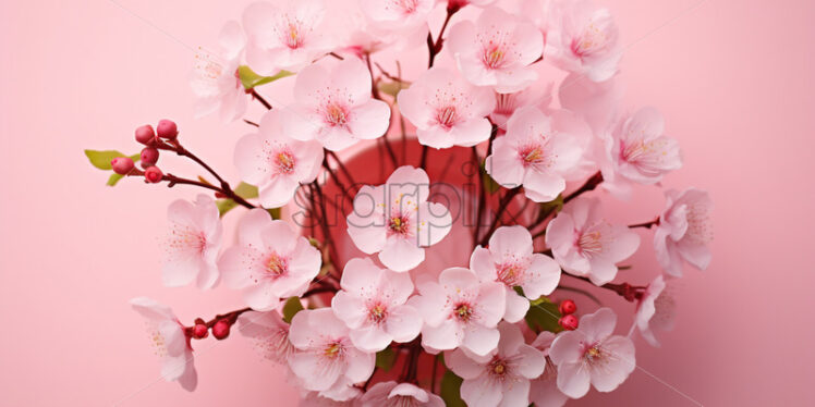 Pink cherry flowers card pink backgrounds - Starpik