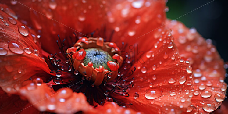 Poppy flower with water drops close ups - Starpik