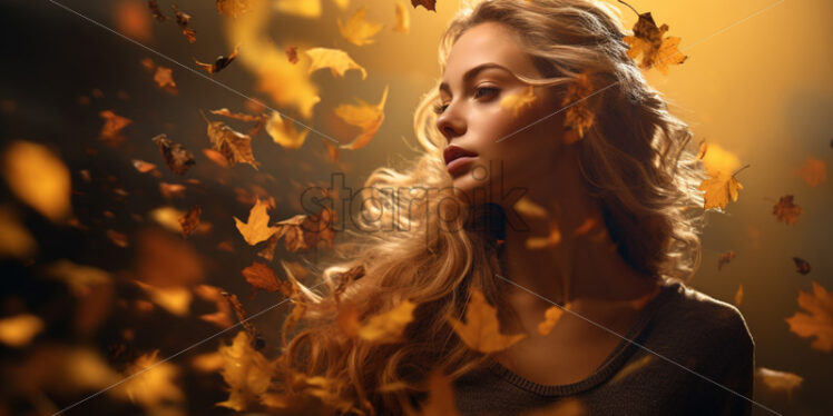 Portrait of a girl in autumn leaves - Starpik