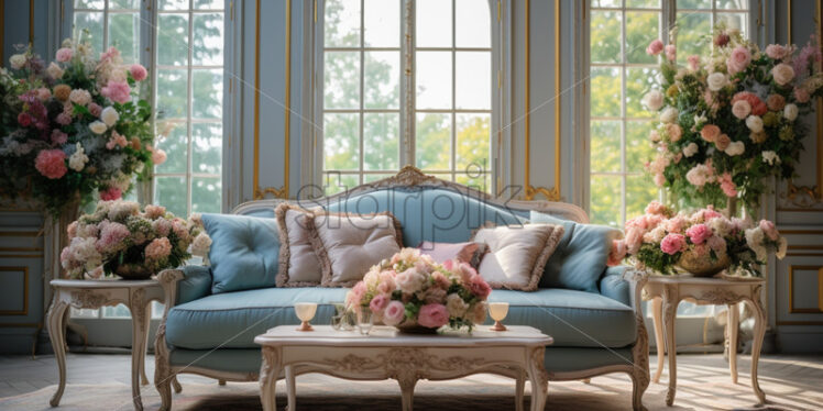 Royal interior with luxurious furniture and flowers - Starpik