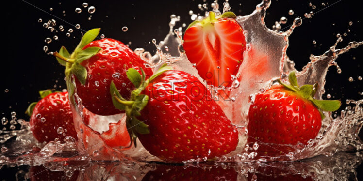 Strawberry water splash mock up banners - Starpik