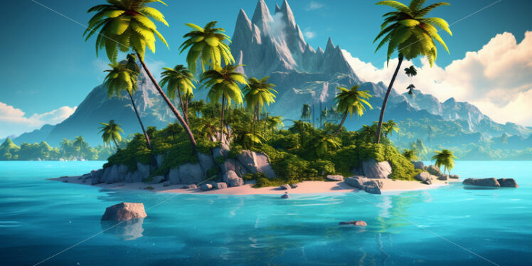 A 3d island in cartoon style - Starpik Stock