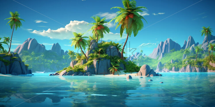 A 3d island in cartoon style - Starpik Stock