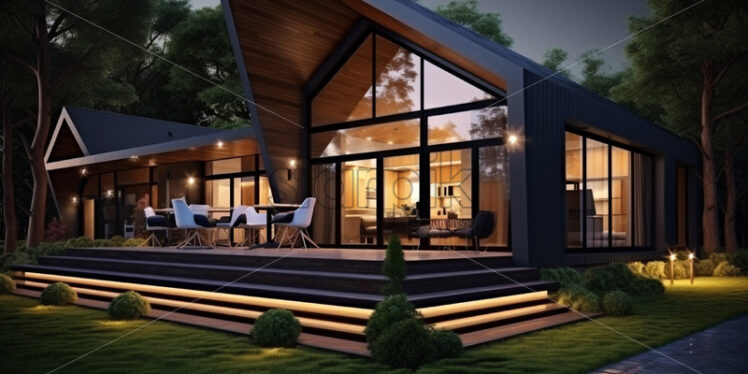 A 3d render of a modern cozy bungalow - Starpik Stock