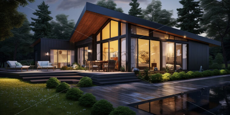 A 3d render of a modern cozy bungalow - Starpik Stock