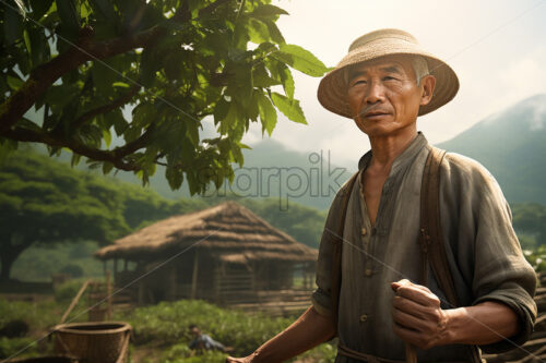 A Chinese farmer in a farm field - Starpik Stock