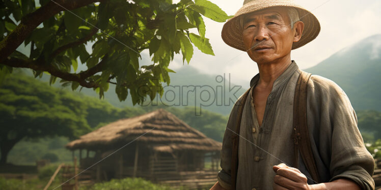 A Chinese farmer in a farm field - Starpik Stock