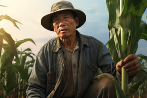 A Chinese farmer in a farm field - Starpik Stock