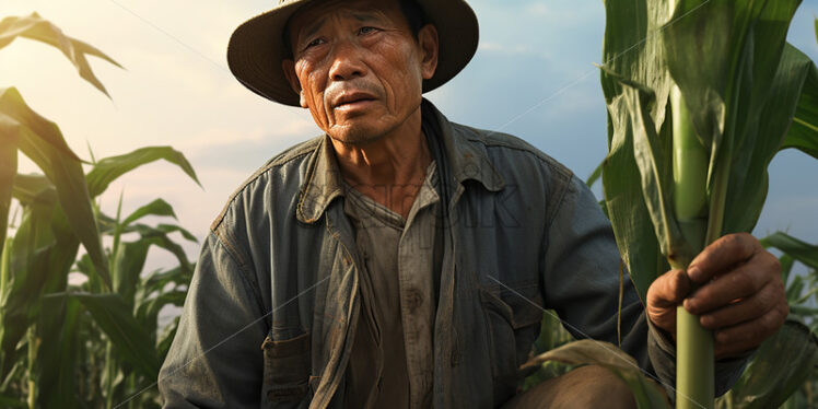 A Chinese farmer in a farm field - Starpik Stock