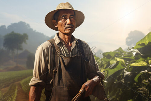 A Chinese farmer in a farm field - Starpik Stock