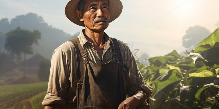 A Chinese farmer in a farm field - Starpik Stock