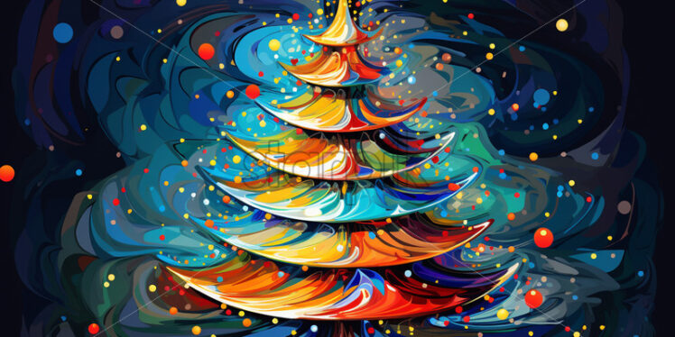 A Christmas tree decorated in pop art style - Starpik Stock