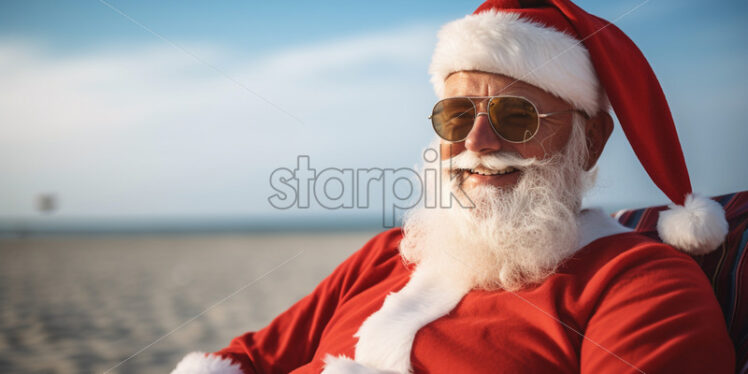 A Santa on the beach - Starpik Stock