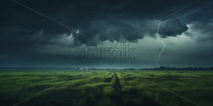 A Storm that starts over a plain - Starpik Stock