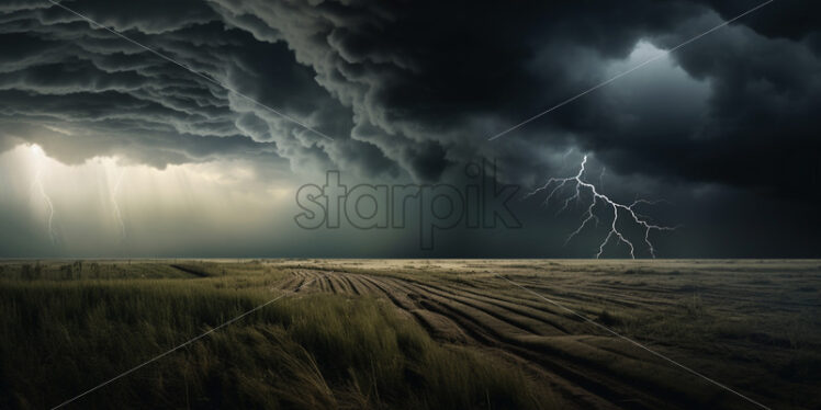 A Storm that starts over a plain - Starpik Stock