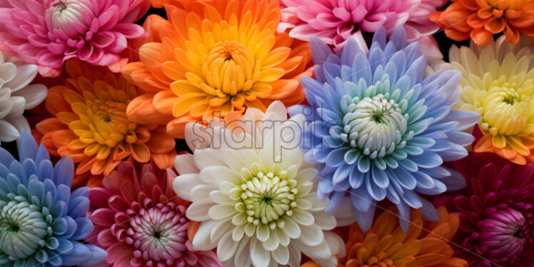 A background of chrysanthemums of different colors - Starpik Stock