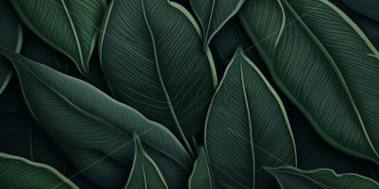 A background of green leaves drawn with a brush - Starpik Stock