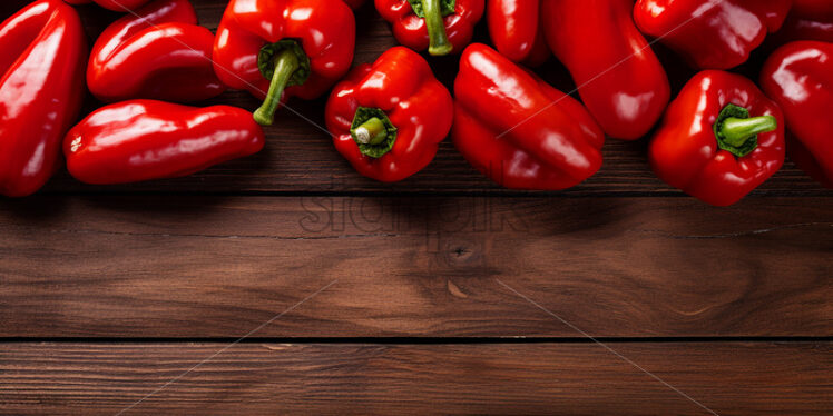 A background of peppers placed on a wooden table - Starpik Stock