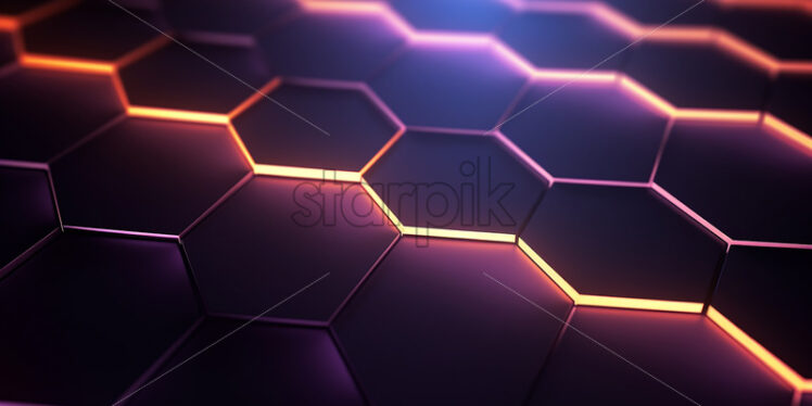 A background with neon lights created from hexagons - Starpik Stock