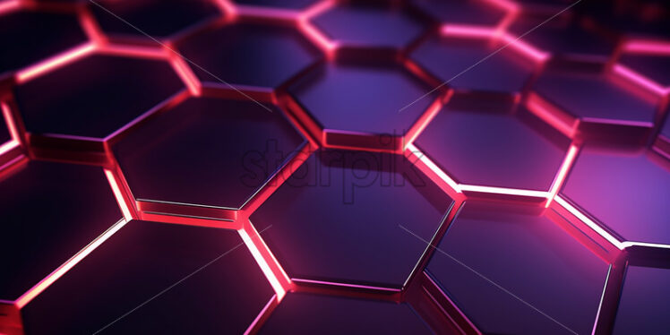 A background with neon lights created from hexagons - Starpik Stock