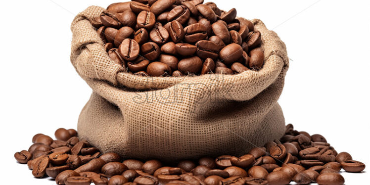 A bag of coffee beans on a white background - Starpik Stock