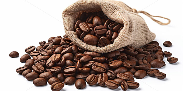 A bag of coffee beans on a white background - Starpik Stock