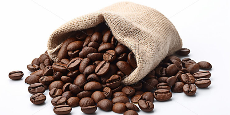 A bag of coffee beans on a white background - Starpik Stock