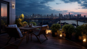 A balcony overlooking a wonderful city - Starpik Stock