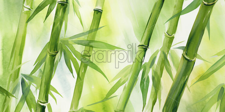 A bamboo pattern created in watercolor - Starpik Stock