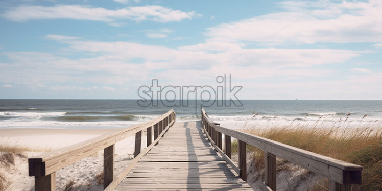 A beach, and a path to it, in autumn colors - Starpik Stock