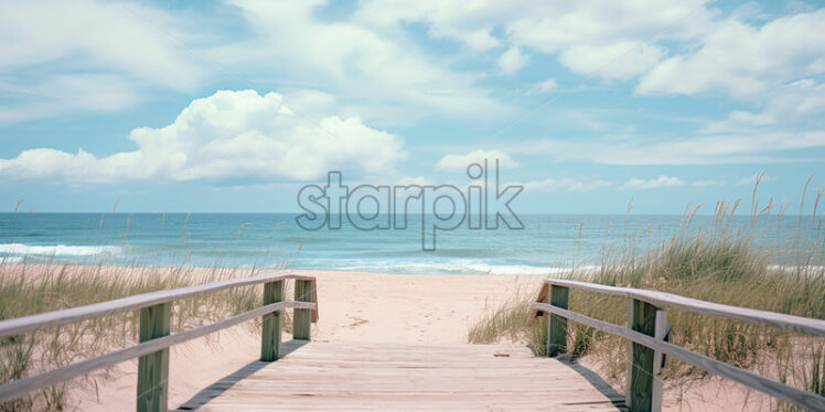 A beach, and a path to it, in autumn colors - Starpik Stock