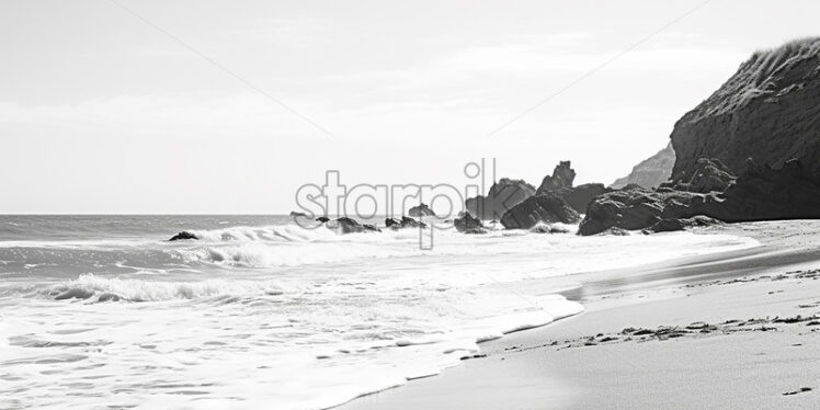 A beach in black and white colors - Starpik Stock