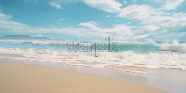 A beach with white sand and big waves - Starpik Stock