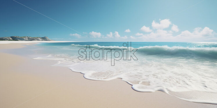 A beach with white sand and big waves - Starpik Stock