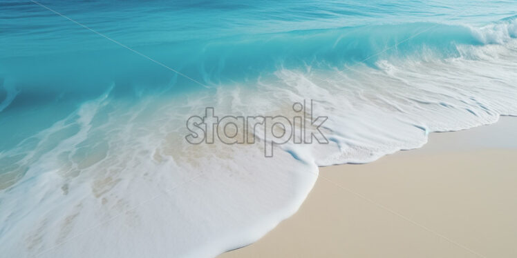 A beach with white sand and big waves - Starpik Stock