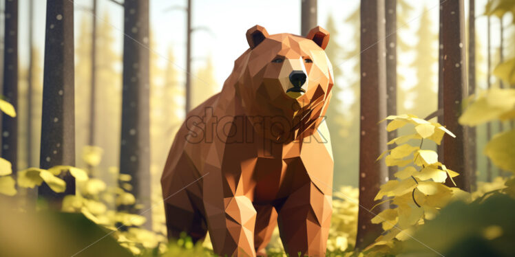 A bear created in low poly - Starpik Stock