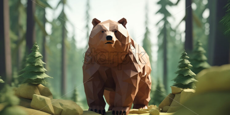 A bear created in low poly - Starpik Stock