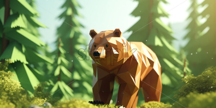 A bear created in low poly - Starpik Stock